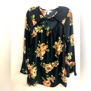 Band of gypsies women tunic blouse in multicoloured flowers size small